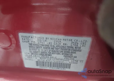 2018 Nissan Versa 1.6 Sv из США, поврежденный, VIN 3N1CN7AP0JL881681